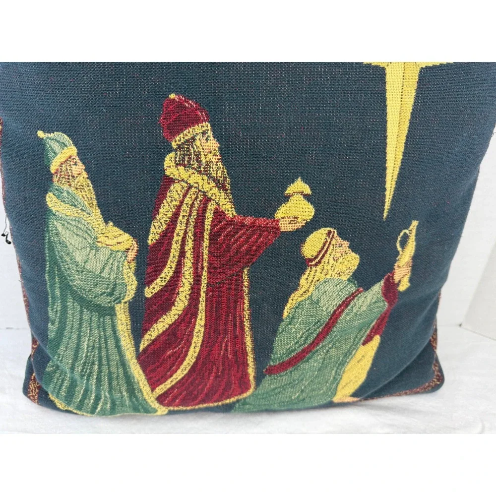 Vintage Christmas Three Wise Men Tapestry Throw Pillow Nativity Star‎ Bethlehem